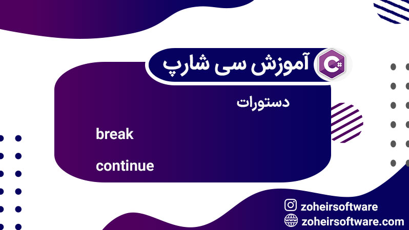 دستور break در سی شارپ,دستور continue  در سی شارپ,حلقه for و دستورات break و continue 