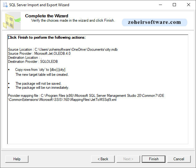 بخش Complete the Wizard